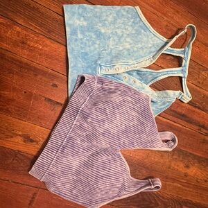 Blue and Purple Striped Crop Tops